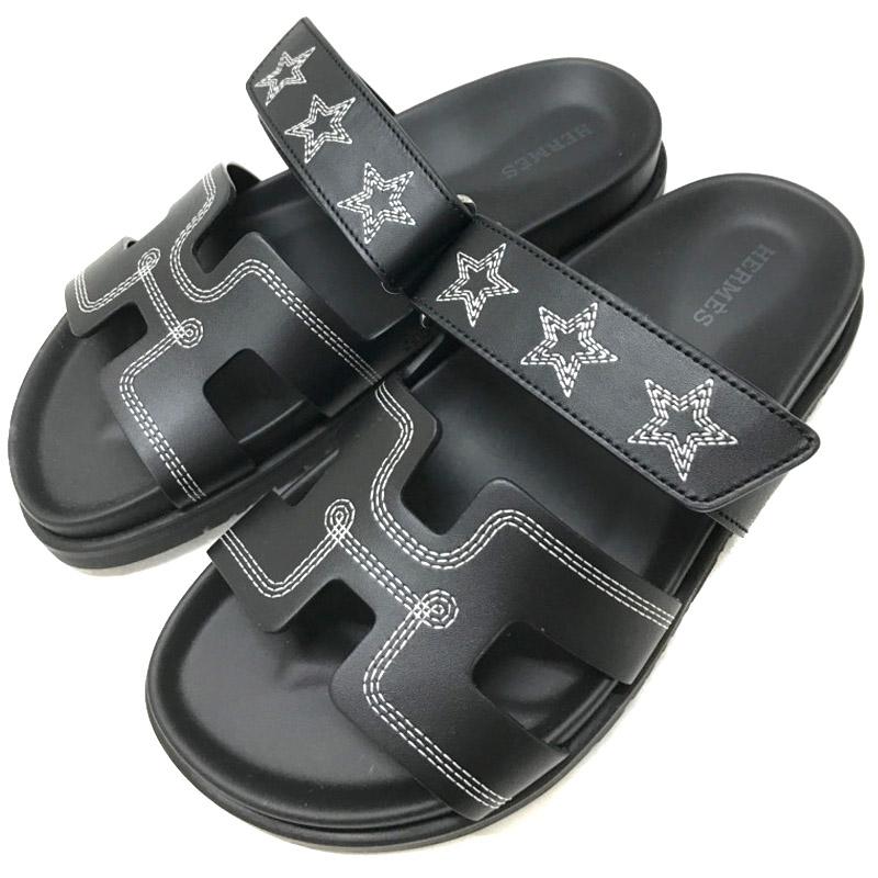 【未使用】 希少 レア HERMES エルメス シプレ レディース サンダル ブラック 黒 サイズ 36 約23cm star 星 刺繍 ステッチのサムネイル