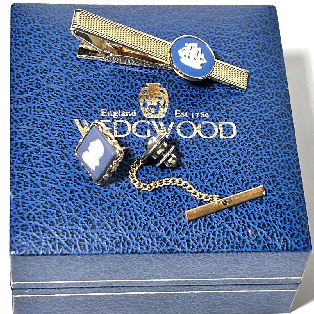 ウェッジウッド WEDGWOOD ジャスパー タイピン タイピンバッジ 水色 ゴールドカラー 中古ABランク