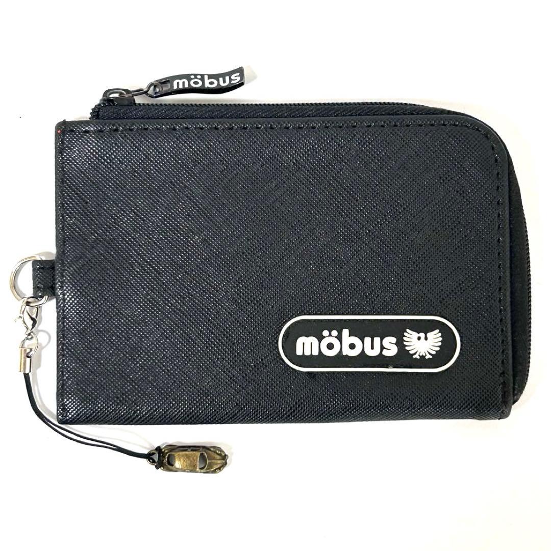 モーブス mobus コインケース カード定期パスケース L字ファスナー小銭入れミニ財布 ブラック黒 合成皮革 中古SAランク レディース メンズ