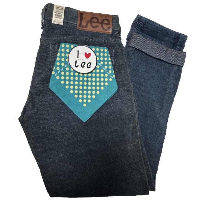 リー Lee Lady Lee RIDERS コーデュロイ LL0512 ダークグレー(ブルーっぽいグレー) コーデュロイ 綿85％ ポリエステル15％ 革ラベル人口皮革 未使用