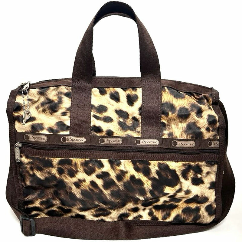 LeSportsac - レスポートサック LeSportsac ショルダー付きボストンバッグ (斜め掛けバッグ) ブラウン レオパード ひょう柄 アニマル ポリエステル 中古Aランク レディース