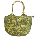 【中古】 アジアン雑貨 ハンドバッグ バッグ ゴールド グリーン キラキラ 軽量 鞄 BAG バック レディース