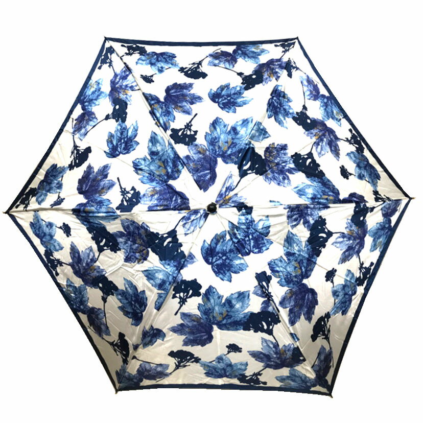 【中古】 JEAN LOUIS SCHERRER ジャンルイシェレル 折り畳み 傘 アンブレラ ナイロン フラワー 花柄 ブルー ホワイト カバー付き 傘骨6本 レディース