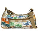 レスポートサック Lesportsac ショルダー 肩掛け 斜め掛け 2WAYバッグ ベージュ マルチカラー 切手柄 ナイロン 中古SAランク レディース