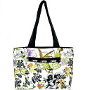 レスポートサック Lesportsac トートバッグ リバーシブル ブラック黒 マルチカラーフラワー花柄 ナイロン 中古Aランク
