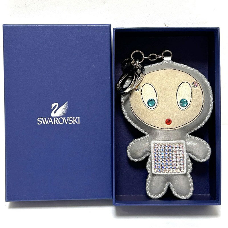 スワロフスキー Swarovski エリカ キーホルダー バッグチャーム シルバー系 クリスタル、ファブリック 中古Aランク
