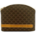 セリーヌ ポーチ ブラウン マカダム ec-20272 小物入れ PVC レザー 中古 M/00/2 CELINE ファスナー 総柄 ヴィンテージ ロゴ 定番 ...