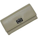 フェンディ 二つ折り 長財布 グレー ピーカブー 8M0377 ec-20486 美品 財布 レザー 中古 FENDI フラップ ロングウォレット ターンロック...