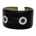 ブルガリ バングル ec-21047 ブラック ブルガリブルガリ 美品 レザー 中古 BVLGARI アクセサリー ロゴ コイル 定番 人気 女性 レディース 革 黒 シンプル お洒落 カジュアル 太め ブランドアクセ 小物 エレガント ファッション 高級感 ブランド 本物 鑑定済み