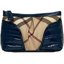 バーバリー ポーチ ec-21677 ベージュ ネイビーブルー 3765989 美品 クラッチバッグ PVC パテント レザー 中古 BURBERRY ファスナ...