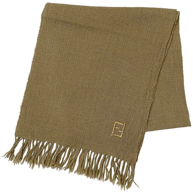 フェンディ マフラー ec-21940 ベージュ 美品 クリーニング済み ウール 100% 中古 FENDI フリンジ アパレル ストール ショール 人気 定番 お洒落 上品 高級感 シンプル エレガント 女性 レディース シック カジュアル 刺繍 防寒対策 ブランド 本物 鑑定済み