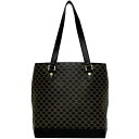 セリーヌ トートバッグ ec-22235 ブラック ブラウン マカダム CE00/12 訳あり PVC レザー 中古 CELINE ヴィンテージ 肩掛け ロゴ ...