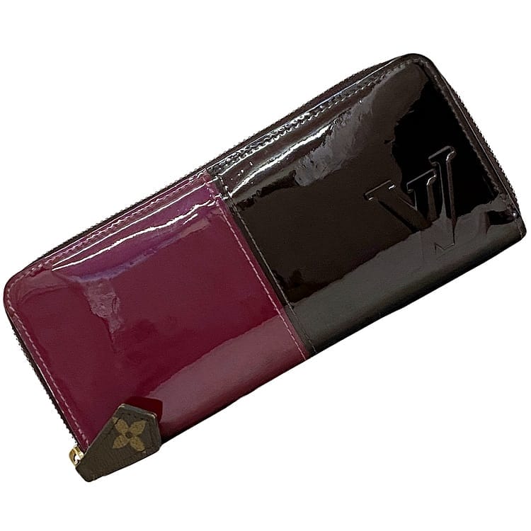 ルイ ヴィトン 財布 ポルトフォイユ ミロワール f-22001 ボルドー ブラウン マジェンタ アマラント ヴェルニ モノグラム M64403 美品 ラウンドファスナー 長財布 パテント レザー モノグラムキャンバス 中古 LOUIS VUITTON バイカラー ブランド 本物 鑑定済み