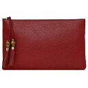 グッチ クラッチバッグ レッド バンブー 449653 美品 ポーチ レザー 竹 中古 GUCCI ハンドバッグ フリンジ ファスナー タッセル 定番 人気 女...