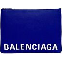 バレンシアガ クラッチバッグ ブルー 579550 美品 ファスナー ロゴ グレイン レザー 中古 BALENCIAGA ハンドバッグ セカンドバッグ ポーチ ...