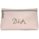 クリスチャン ディオール ポーチ ピンク ec-20577 美品 ノベルティ 小物入れ レザー ビジュー 中古 Christian Dior クラッチバッグ 大容量 軽い ファスナー ロゴ コスメ 定番 人気 女性 レディース 革 シンプル お洒落 化粧ポーチ 上品 ブランド 本物 鑑定済み
