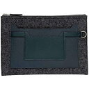 エルメス クラッチバッグ トゥードゥー 29 グレー ネイビー グリーン f-19988 美品 フェルト レザー エプソン 中古 C刻印 HERMES シンプル...