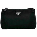 プラダ ポーチ ec-22538 ブラック NERO VELA MV11 美品 ナイロン 中古 85 PRADA ファスナー 三角 小物入れ 化粧ポーチ ロゴ ...
