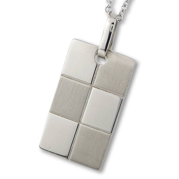 ネックレス 格子柄 ブロックチェック 刻印 名入れ 金属アレルギー対応 プレート チェック柄 ペンダント 女性 男性 ギフト 錆びない LAE ラアモーレエテル...