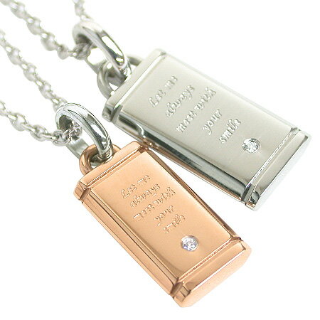 【2個セット/刻印可】ペアネックレス ダイヤモンド プレート 金属アレルギー対応 サージカルステンレス 錆びないペアネックレス LAE ラアモーレエテルノ ブラ...