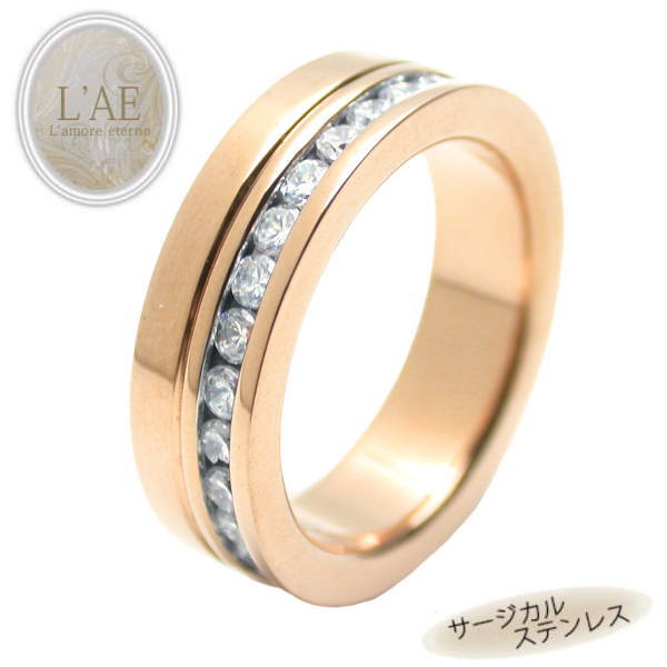 リング 指輪 6mm 名入れ サージカルステンレス ピンク エタニティ レディース 女性 ギフト 太め 錆びない LAE ラアモーレエテルノ ブランド 定番商品...