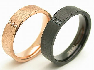 ペアリング リング 指輪 5mm 刻印 名入れ 金属アレルギー ジルコニア 梨地 ブラック ピンク 黒 結婚記念日 マリッジ…