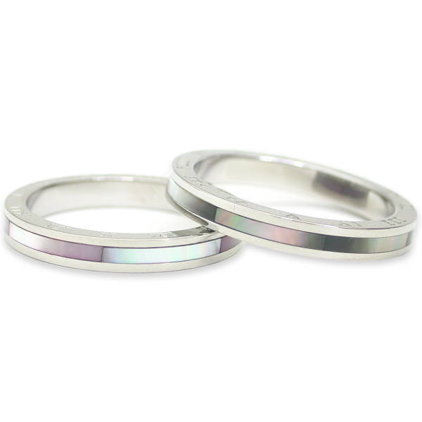 ペアリング リング 指輪 シェル 蝶貝 刻印 名入れ 金属アレルギー対応 ブラック ピンク 黒 ローマ数字 カップル 2個セット ギフト 錆びない LAE ラア...