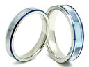 ペアリング リング 指輪 3.5mm 5mm シェル 蝶貝 刻印 名入れ 金属アレルギー ブルー 青 結婚記念日 マリッジリング …