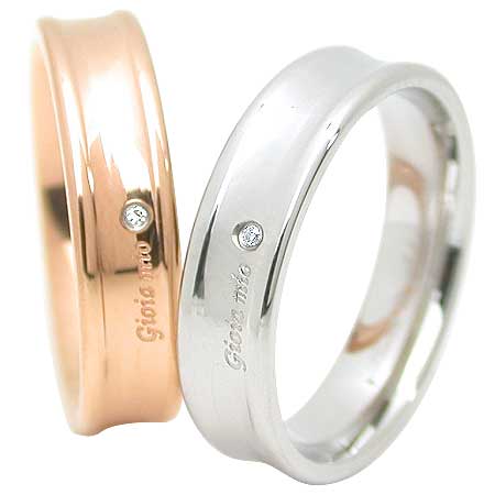 ペアリング リング 指輪 5mm ダイヤモンド 刻印 名入れ メッセージ シルバー ピンク 結婚記念日 マリッジリング メン…