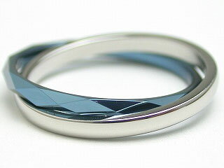 リング 指輪 2連リング タングステン ステンレス ダブルリング サージカルステンレス 刻印 名入れ 結婚記念日 ダイヤモンドカット ブルー 青 メンズ レディース 男性 女性 カップル ギフト ユニセックス つけっぱなし