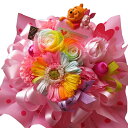 プリザーブドフラワー ディズニー 誕生日プレゼント プーさん ピグレット ハート入り 花束風 レインボーローズ2 レインボーガーベラ1 ケース付き