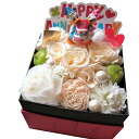 誕生日プレゼント ドナルド デージー入り 花束風 白バラ プリザーブドフラワー入りギフト 箱を開けてサプライズ フラワーボックス バースデーA(4)