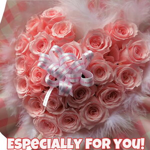 結婚記念日 ハート 花束風 ギフト クリアーケース付き ピンク ミニバラ使用 枯れない プリザーブドフラワー