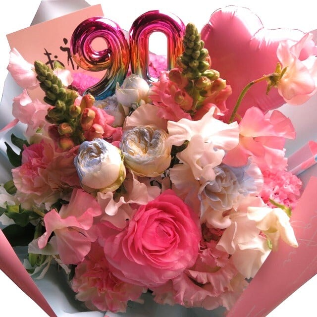 卒寿お祝い 卒寿 90歳 花束風 父 母 祖母 祖父 祖父母 義母 おめでとう お花 花 プレゼント 生花 フラ..