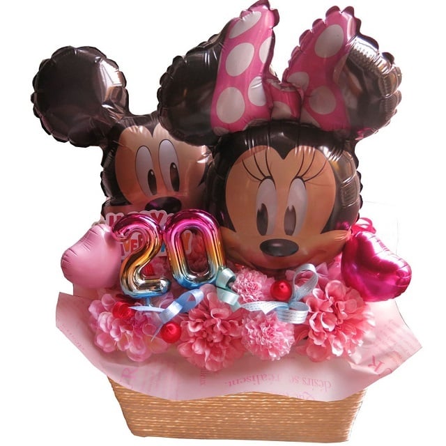 誕生日プレゼント 女性 20代 ミッキー ミニー バルーン 花 花束風ギフト 枯れない アートフラワー ハー..