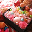 金婚式プレゼント 花 フラワーギフト 箱を開けてサプライズ おじいちゃん おばあちゃん入り ボックス レインボーローズプリザーブドフラワー入り