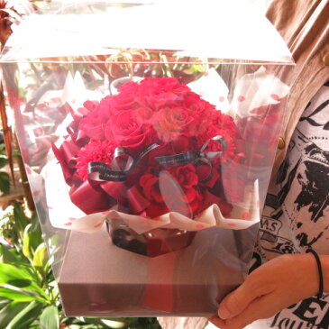 還暦祝い 花 フラワーギフト プリザーブドフラワー ケース付き 赤バラいっぱい プリザーブドフラワー ◆還暦祝いプレゼント・記念日の贈り物におすすめのフラワーギフト