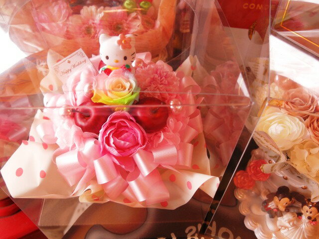 キティ　フラワーギフト　花　レインボーローズ　プリザーブドフラワー　プリザー...
