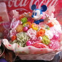 結婚祝い ディズニー ミッキー フィギュア レインボーローズ入り キャンディーカラー プリザーブドフラワ− ケース付き ミッキー柄はおまかせ商品です