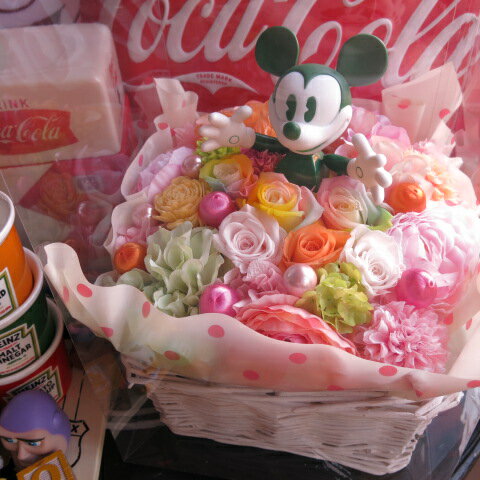 結婚祝い ディズニー ミッキー フィギュア レインボーローズ入り キャンディーカラ...