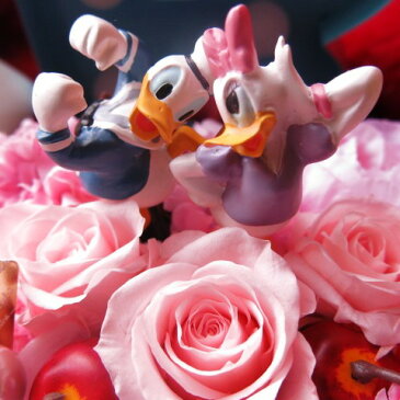 誕生日プレゼント ドナルド デージー入り 花 フラワーギフト 箱を開けてサプライズ ドナルド デージー入り ボックス プリザーブドフラワー ノーマル