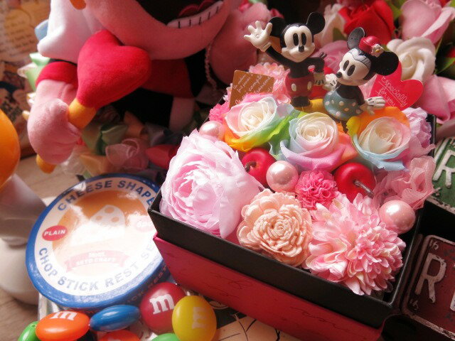 送別会 退職祝い 花 ディズニー フラワーギフト 箱開けてスマイル ボックス入り レ...
