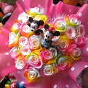 ミッキー ミニー入り 花 ハート レインボーローズ プリザーブドフラワー ケース付き 誕生日プレゼント 記念日の贈り物におすすめのフラワーギフト 1