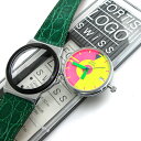 【中古】フォルティス ロゴ ポップ ボーイズ デイト 緑 革 黄 ピンク文字盤 560.20.132 FORTIS LOGO 婦人 メンズ 箱 保証書 クォーツ