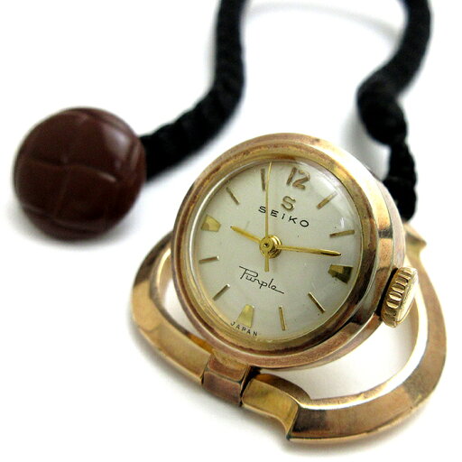 【中古】セイコー パープル ポケットウォッチ 懐中時計 SEIKO ピンクゴールド Sマーク アンティーク レア