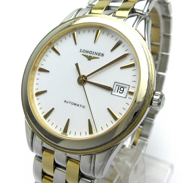 【中古】 ロンジン LONGINES フラッグシップ オートマチック メンズ L4.7173 白文字盤 裏スケルトン 時計 自動巻き 箱 保証書