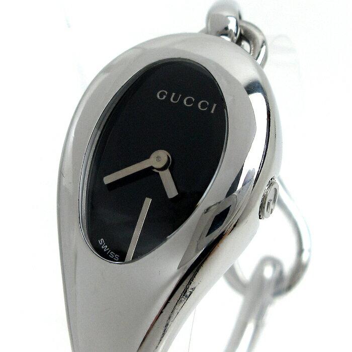 【中古】 グッチ GUCCI ホースビット レディース シルバー 黒 103 バングルウォッチ 時計 YA103502 婦人 クォーツ 箱