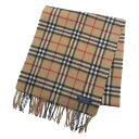 BURBERRY バーバリー 英国製 ラムウール ノバチェック ウール フリンジ マフラー ストール ベージュ系 メンズ【中古】