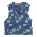 Supreme シュプリーム ベスト 21SS Patched Denim Vest パッチワーク デニム ジップアップ ベスト S メンズ【古着】【中古】