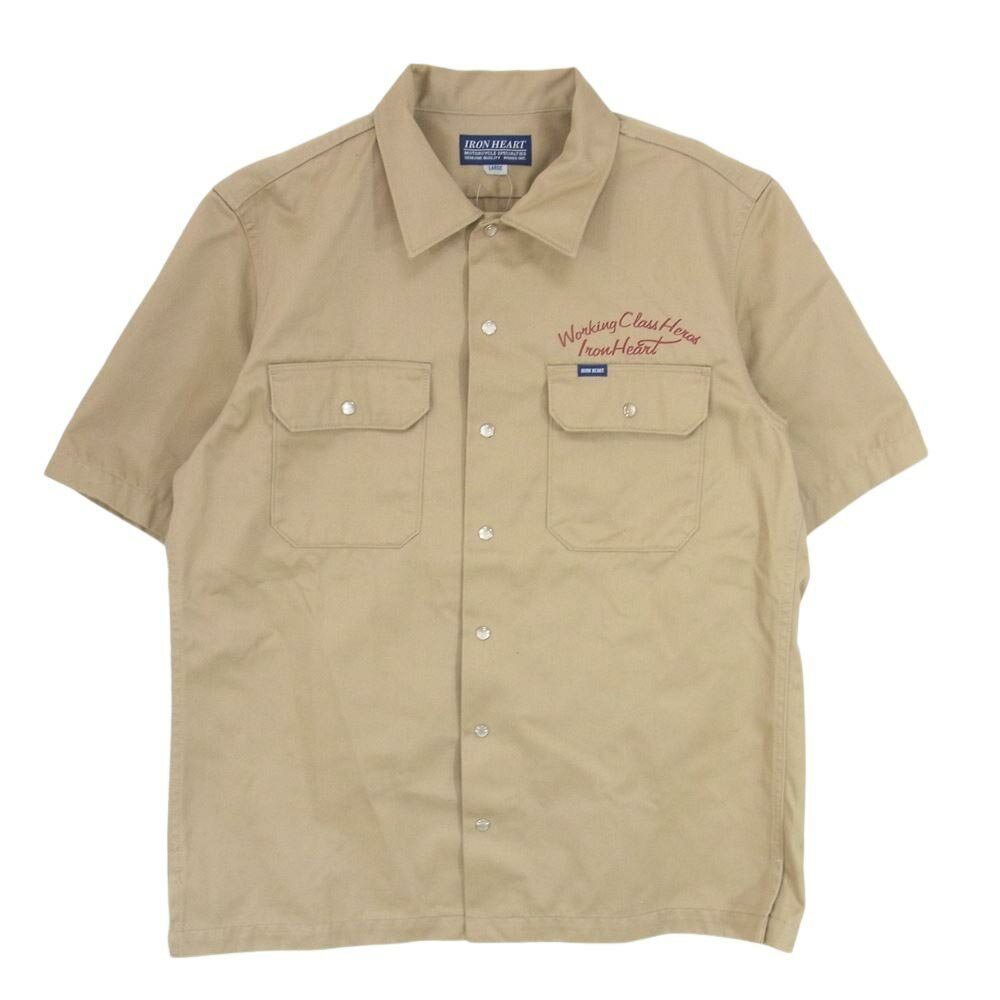 IRON HEART アイアンハート T/C Westpoint Work Shirt TCウエポン 半袖 ワーク シャツ カーキ ベージュ系 L メンズ【古着】【中古】